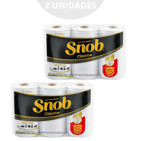 Kit 2x Papel Toalha Snob Folha Dupla Pacote Hiper 360 Folhas em Oferta na Shopee