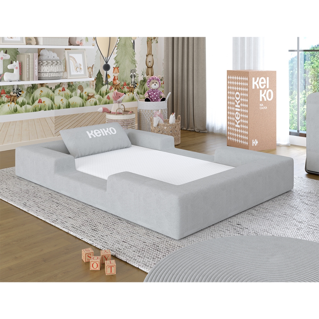 Cama Montessoriana Berço Ninho 100% Espuma Cinza Keiko