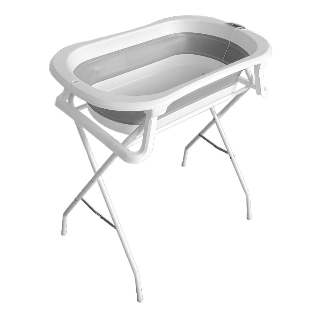 Banheira para Bebê Bubbly dobrável cor cinza com Suporte PB