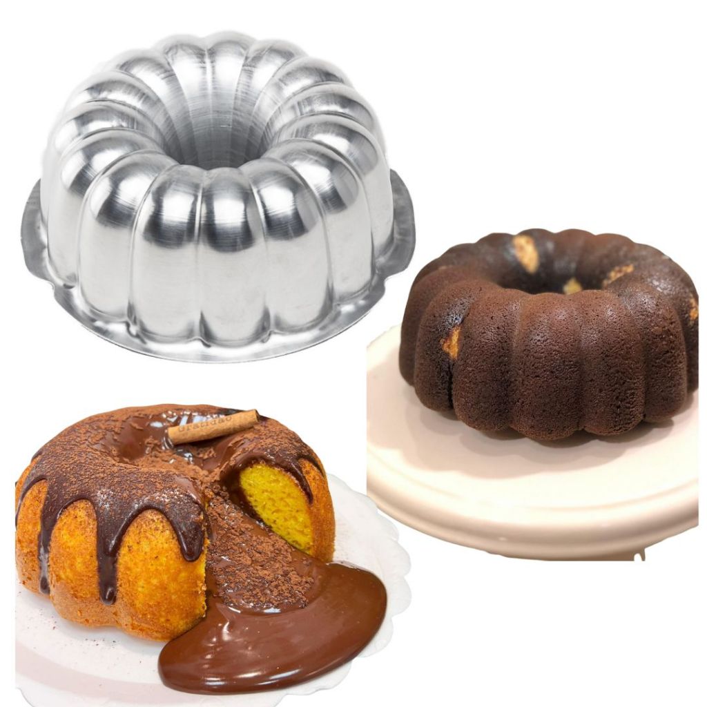 Forma para Bolo Pudim brownie Suiça Decorada N° 3 22x9 cm Caparroz Aluminio