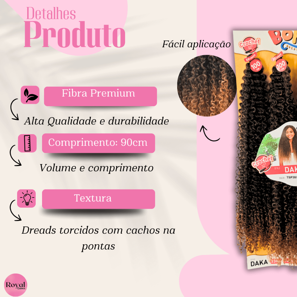 Cabelo Orgânico Cacheado Daka 330g Crochet Braid Natural