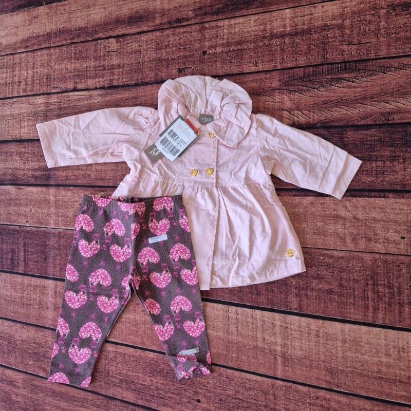 Conjunto Bebê Feminino Blusa Plush e Calça legging Estampada Brandili Mundi - 51262//9