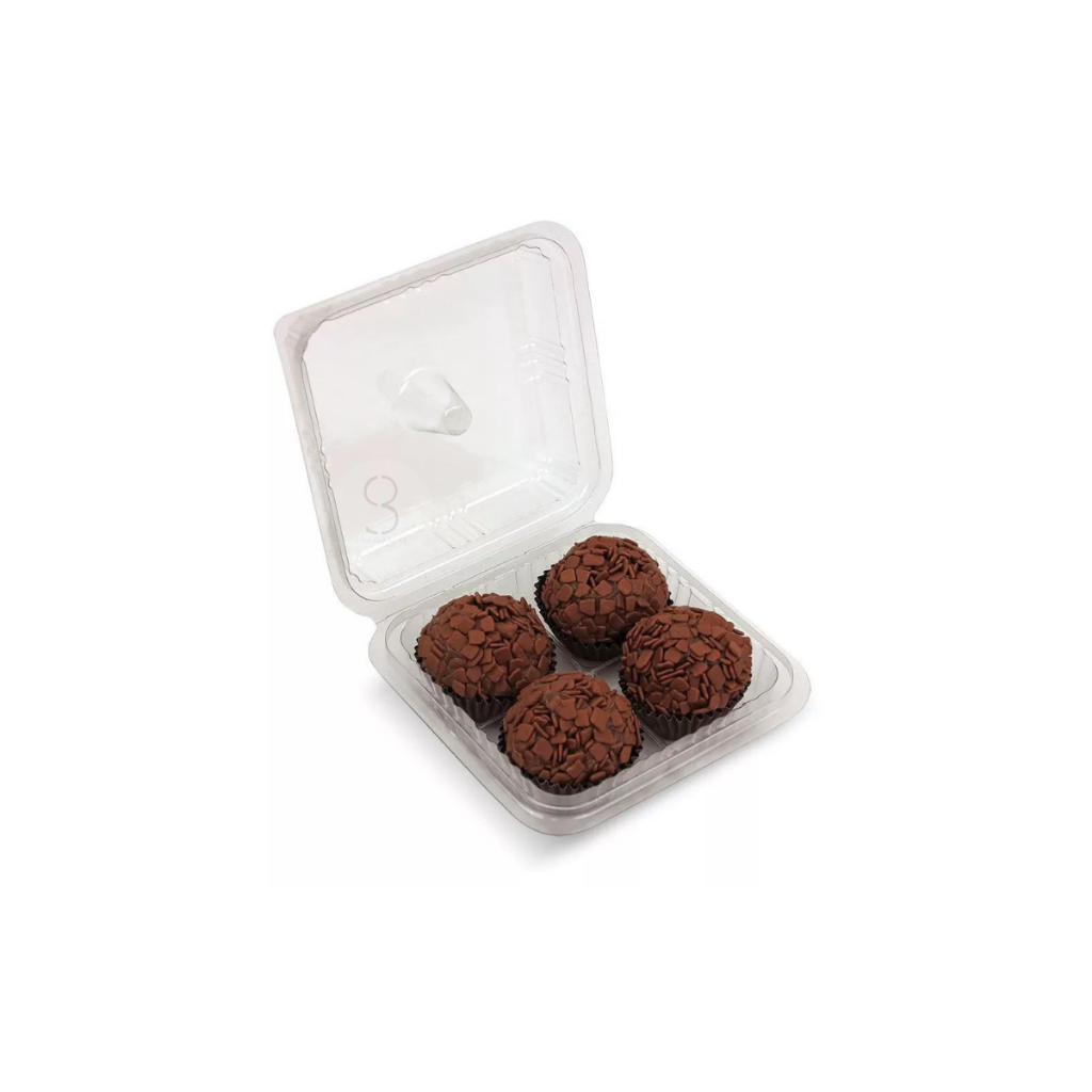 Kit 50UN Forminha Blister Quadrado 4 Divisórias Pet P/ Doces