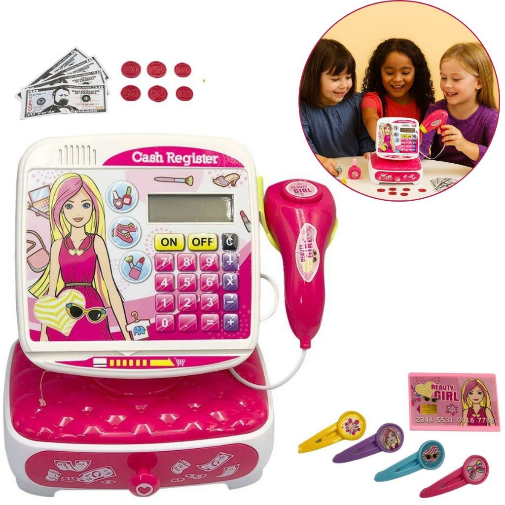 Caixa Registradora Visor Digital Realista Brinquedo Infantil Mini Mercado Sorveteria Salão Beleza