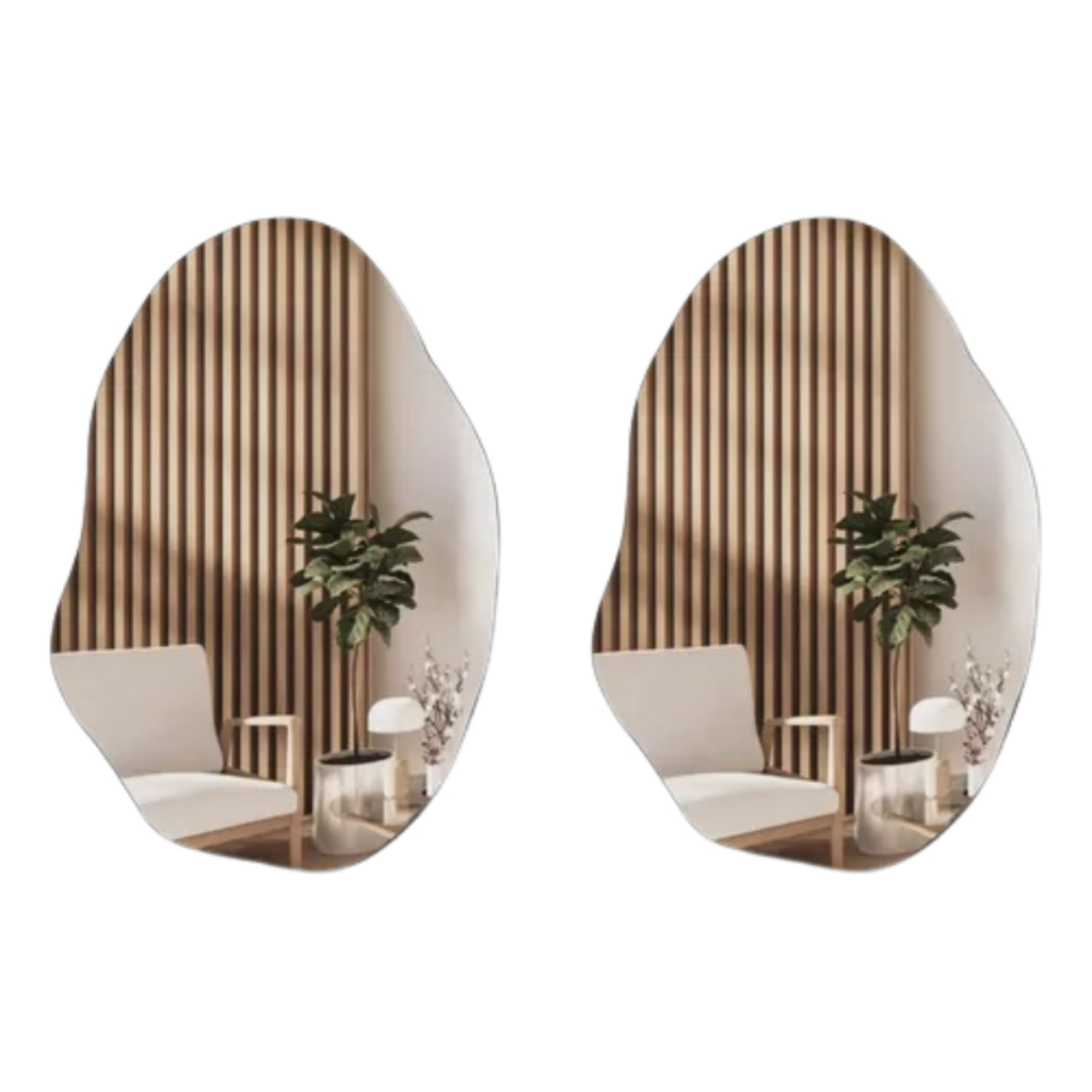 Espelho Orgânico Grande Kit com 2 Unidades 70x50cm Decoração Quarto Sala Hall Banheiro Pinterest