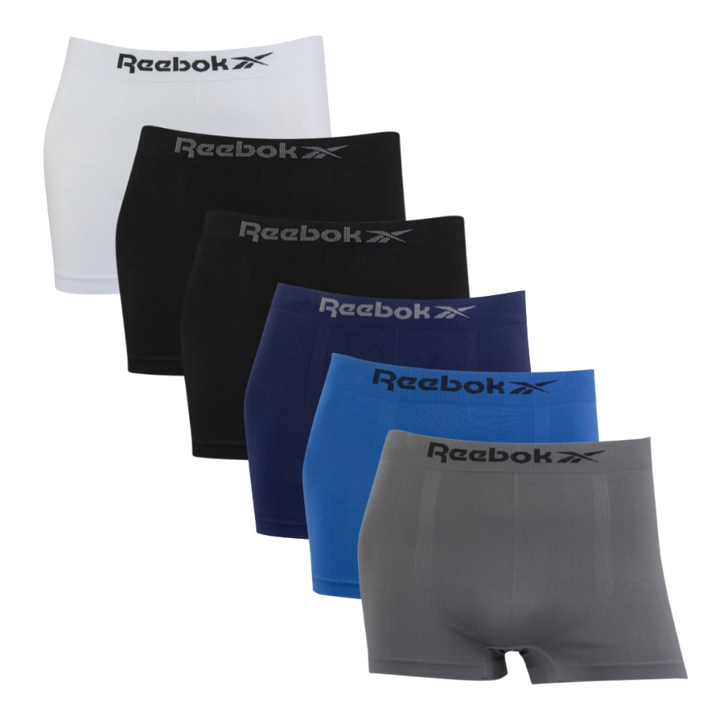 Kit 06 Cueca Boxer Reebok Masculina Microfibra Sem Costura Sortida Poliéster Elastano Original Macio