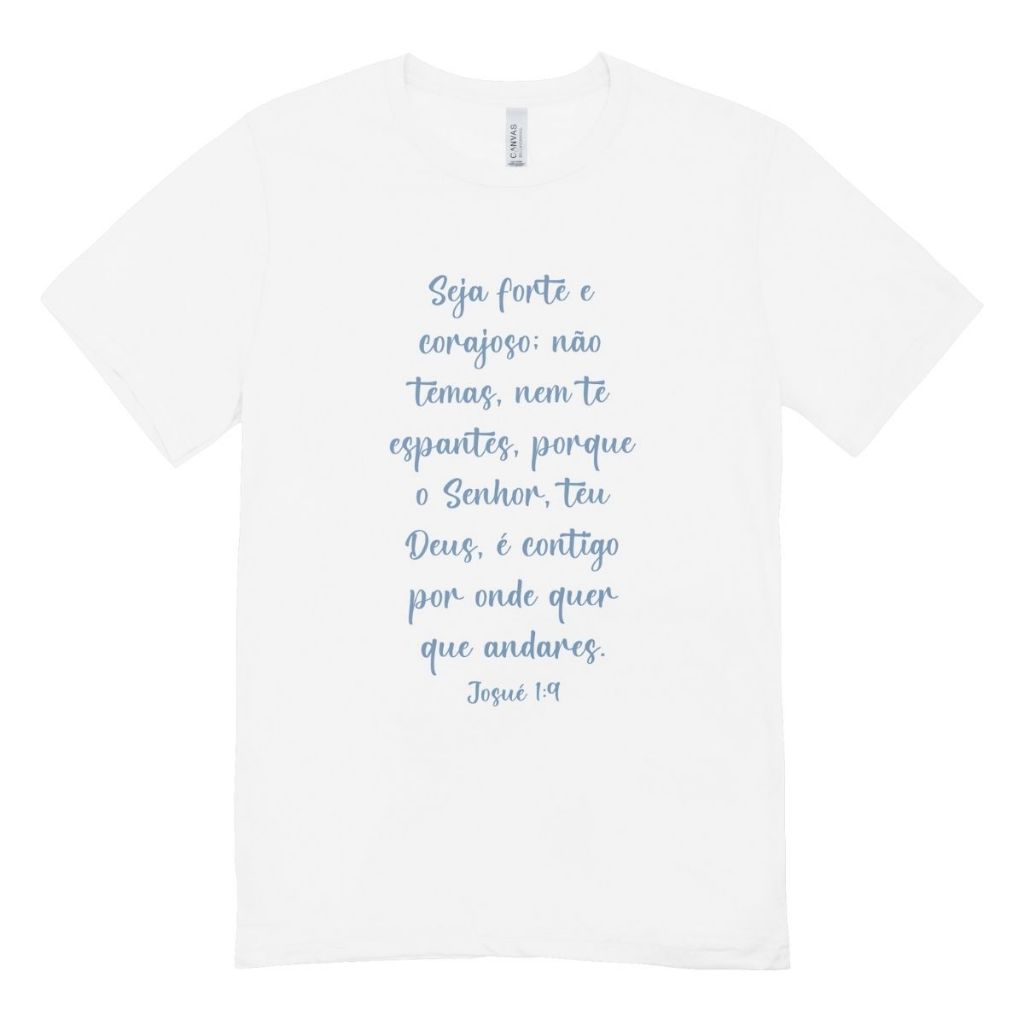 Camiseta Branca Poliéster Estampada com Frases Evangélicas Inspiradoras