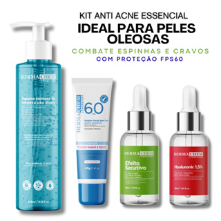 Kit Skincare Anti Acne Essencial COMBATE Pele Oleosa Acne e Manchas de Espinha Dermachem em Oferta na Shopee
