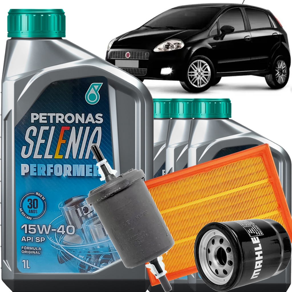 Kit Revisão Troca Óleo 15W40 Selenia Performer Fiat Punto 1.8 8V Motor GM 2007 2008 2009 2010