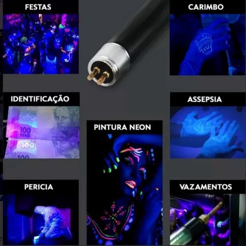 kit 4 pç Lâmpada 20w Luz Negra Fluorescente Tubular 60cm Blb T8 Neon