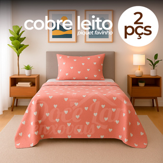 Colcha Cobre Leito Cama SOLTEIRO 2 Pçs Piquet Favinho Coleção 2025 em Oferta na Shopee