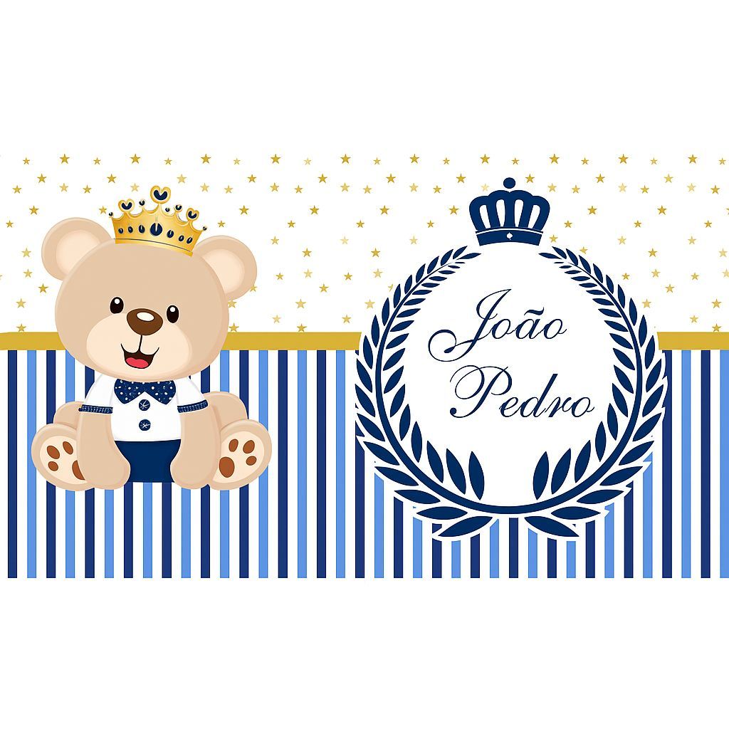 Faixas Adesivas Ursinho Príncipe Listrado + Nome Personalizado - Quarto Bebe - Enxoval-Infantil-Baby