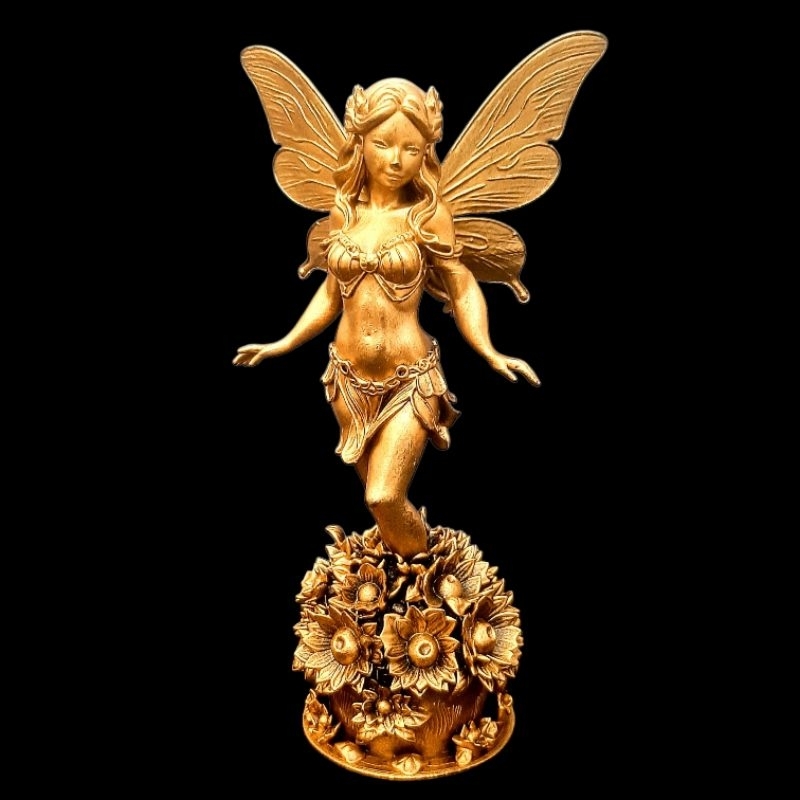 Fada Estátua dourada 15cm – Impressão 3D em Resina Premium + Pintura Artesanal
