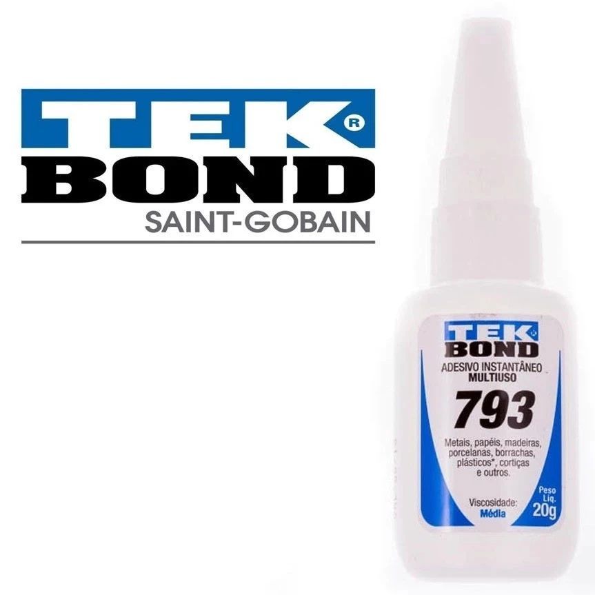 Cola tek bond 20g cola Instantânea Tek Bond 793 20g / Unha Para Postiça/Fibra e Pedrarias Bico Fino / Fácil Aplicação
