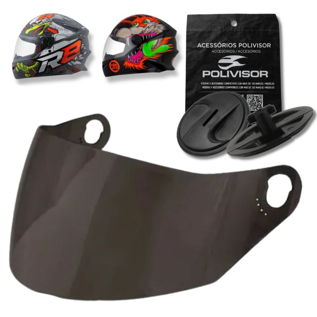 Viseira Antirrisco Capacete R8 / R8 Air / New Liberty 4 / Liberty 5 + Botões Laterais