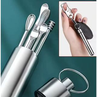 Kit 6 pcs de ferramentas portáteis de aço inoxidável para limpeza de ouvidos. em Oferta na Shopee