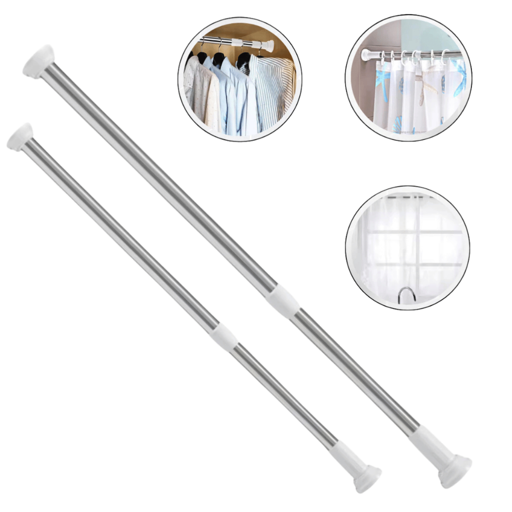 Varão Extensivel Grande 70 a 260 cm Em Inox Resistente Porta Cortina De Box E Banheiro Multiuso