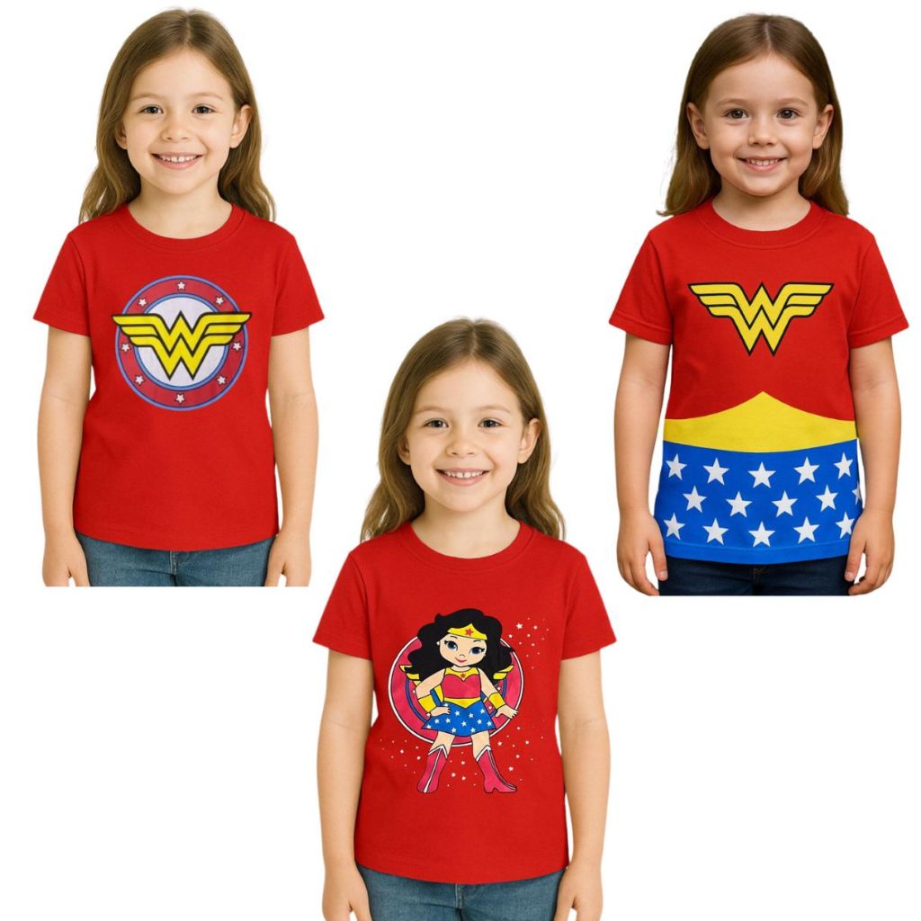 Camisa Camiseta Infantil Mulher Maravilha Personagens Meninas Barbie Princesas Bolofofos
