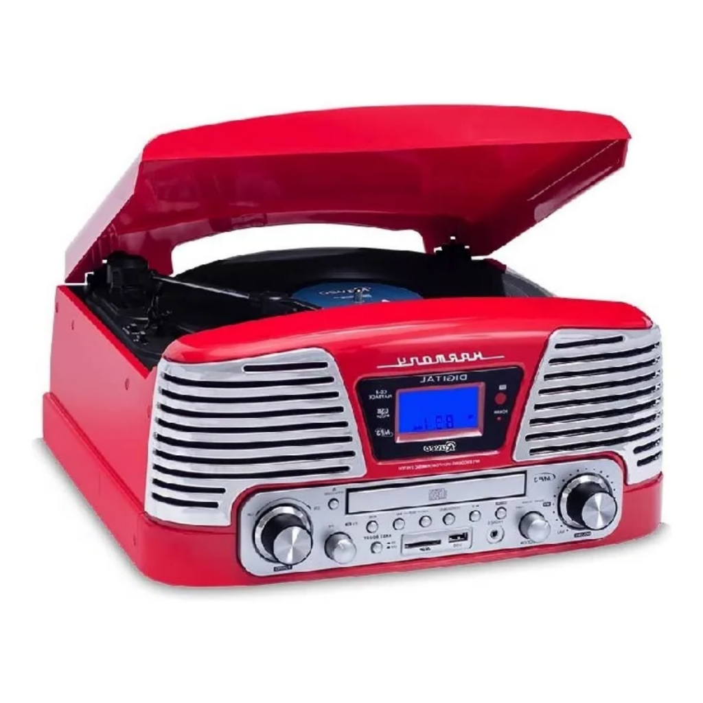 Vitrola Raveo Harmony Vermelho C/bluetooth Usb Sd Cd Fm Aux