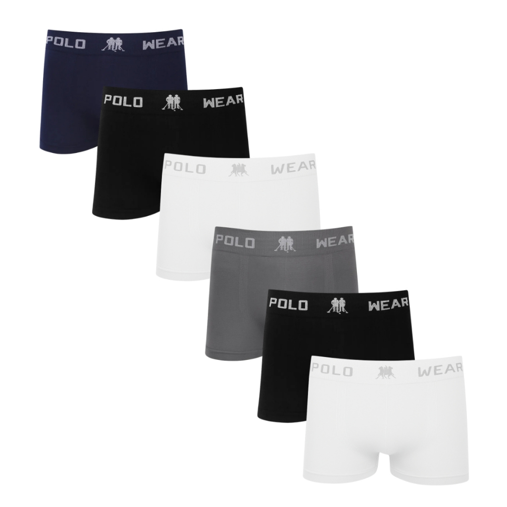 Kit 06 Cuecas Polo Wear Masculinas Boxer Microfibra 100% Original Sem Costura Conforável Sortido