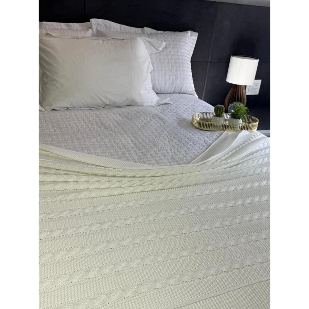 Manta Decorativa Tricot para Cama e Sofá Luxo Macia Grande Elegante Estilo Boho – SEM ALMOFADA