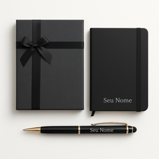 Kit Presente Personalizado – Bloco de Notas + Caneta + Caixa Elegante em Oferta na Shopee