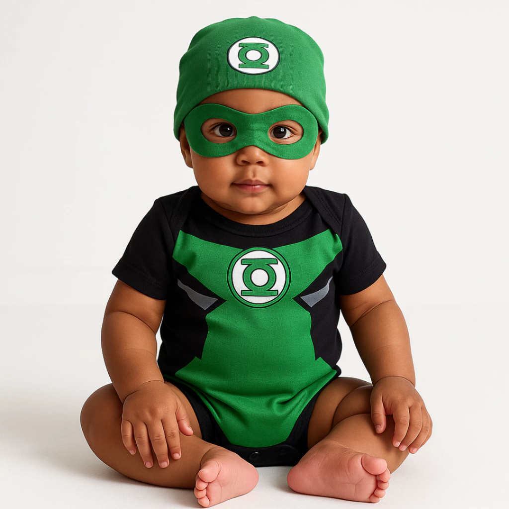 Body Bebê Infantil Menino Mêsversário Temático Lanterna Verde Super Confortável Promoção