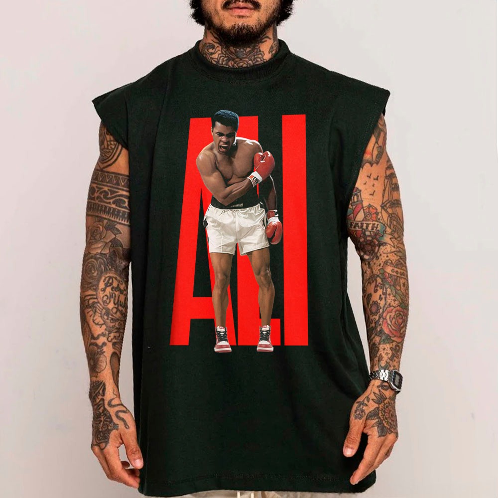 Camiseta Regata Longa Oversized Algodão Unissex Memorie Muhammad Ali Pugilista Arte Ali Tenis