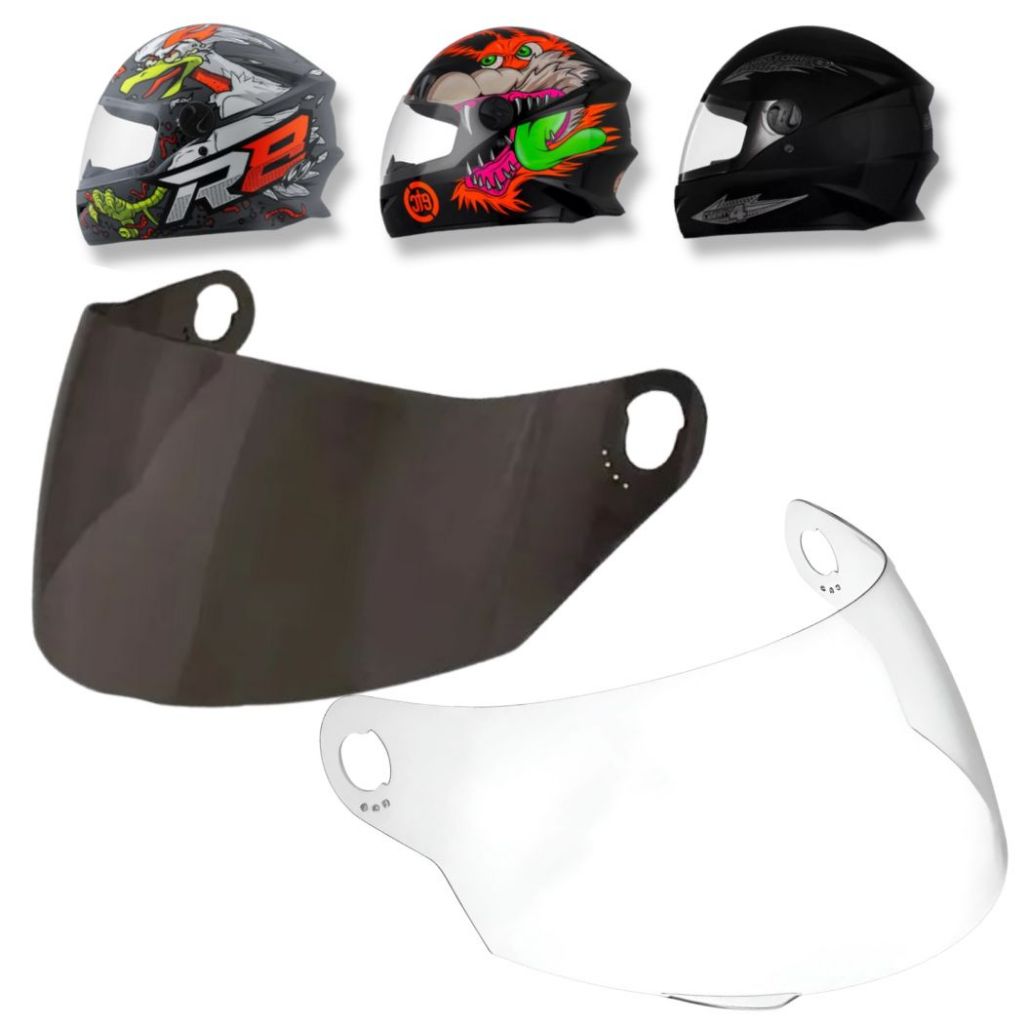 Par de Viseiras Capacete Fechado Pro Tork R8 / New Liberty 4 Fume e Cristal em Oferta na Shopee