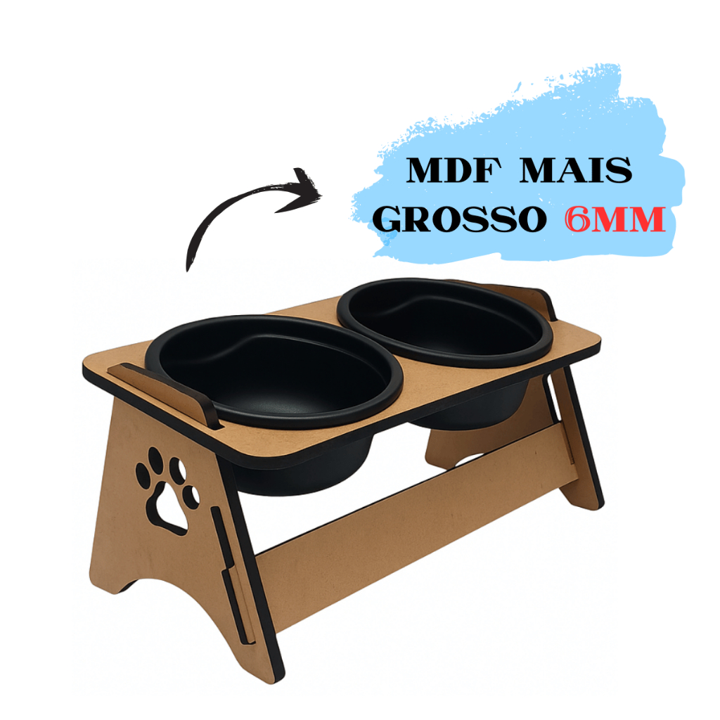 Comedouro Bebedouro Pet Elevado Para Cachorros e Gatos Com Tigelas de 400mL