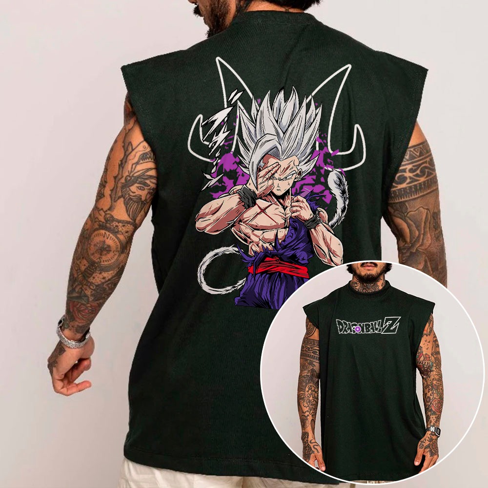 Camiseta Regata Longa Oversized Algodão Unissex Gohan Deus Saiyajin Anime Dragon Ball Geek