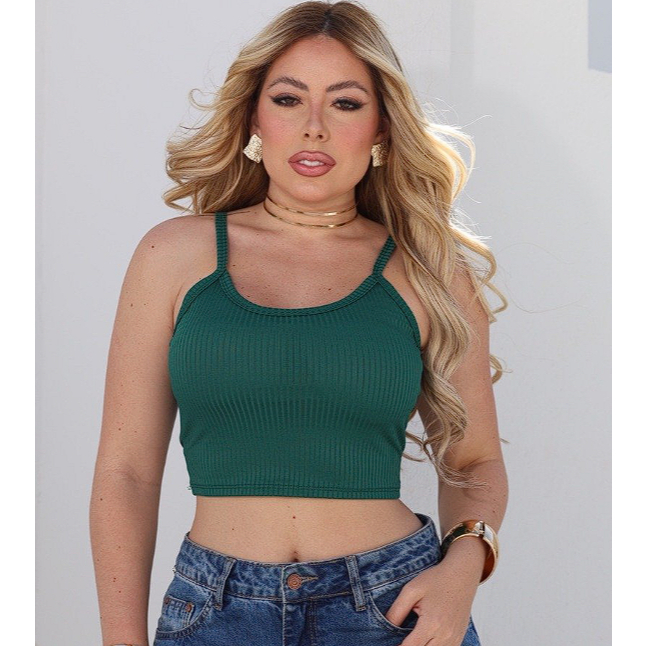 Top Cropped Alcinha Canelada Confortável Academia Blusa Feminina Regatinha