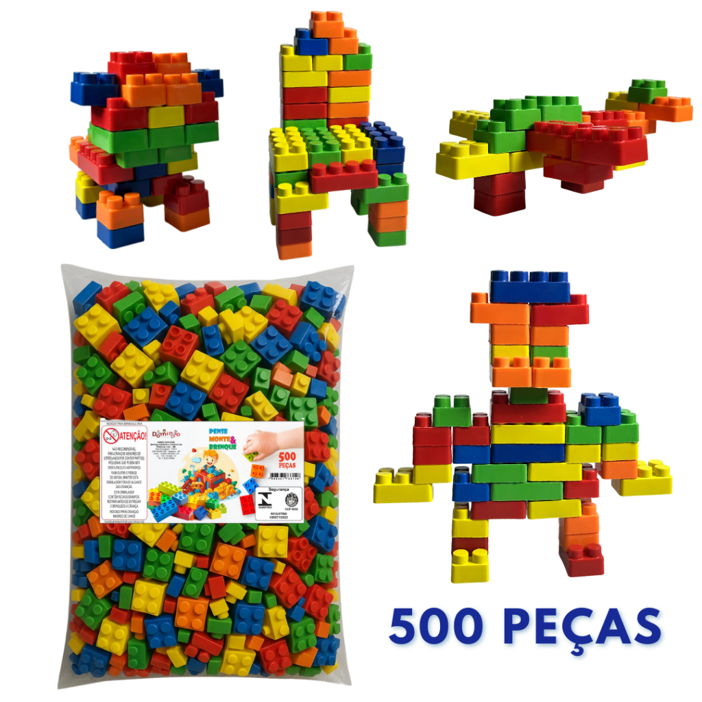Blocos de Montar Infantil 300 400 e 500 Peças Didatico Monta Monta Colorido