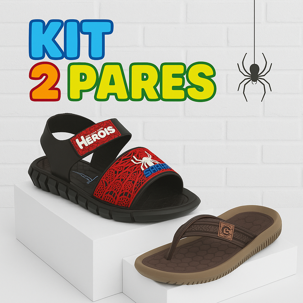 Kit 2 pares sandália chinelo infantil masculino menino confortável antiderrapante macio leve heróis