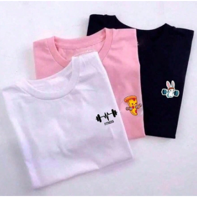 Kit 3 Camisa Camiseta Academia Treino Feminina Fitness Coelho