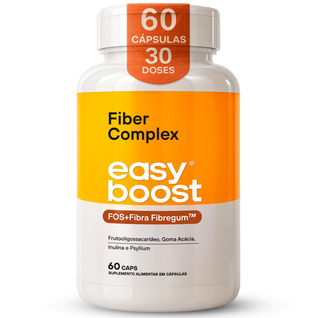 Fiber Complex Easy Boost 60 Cap Fibregum Psyllium e FOS Intestino Prebiótico Natural