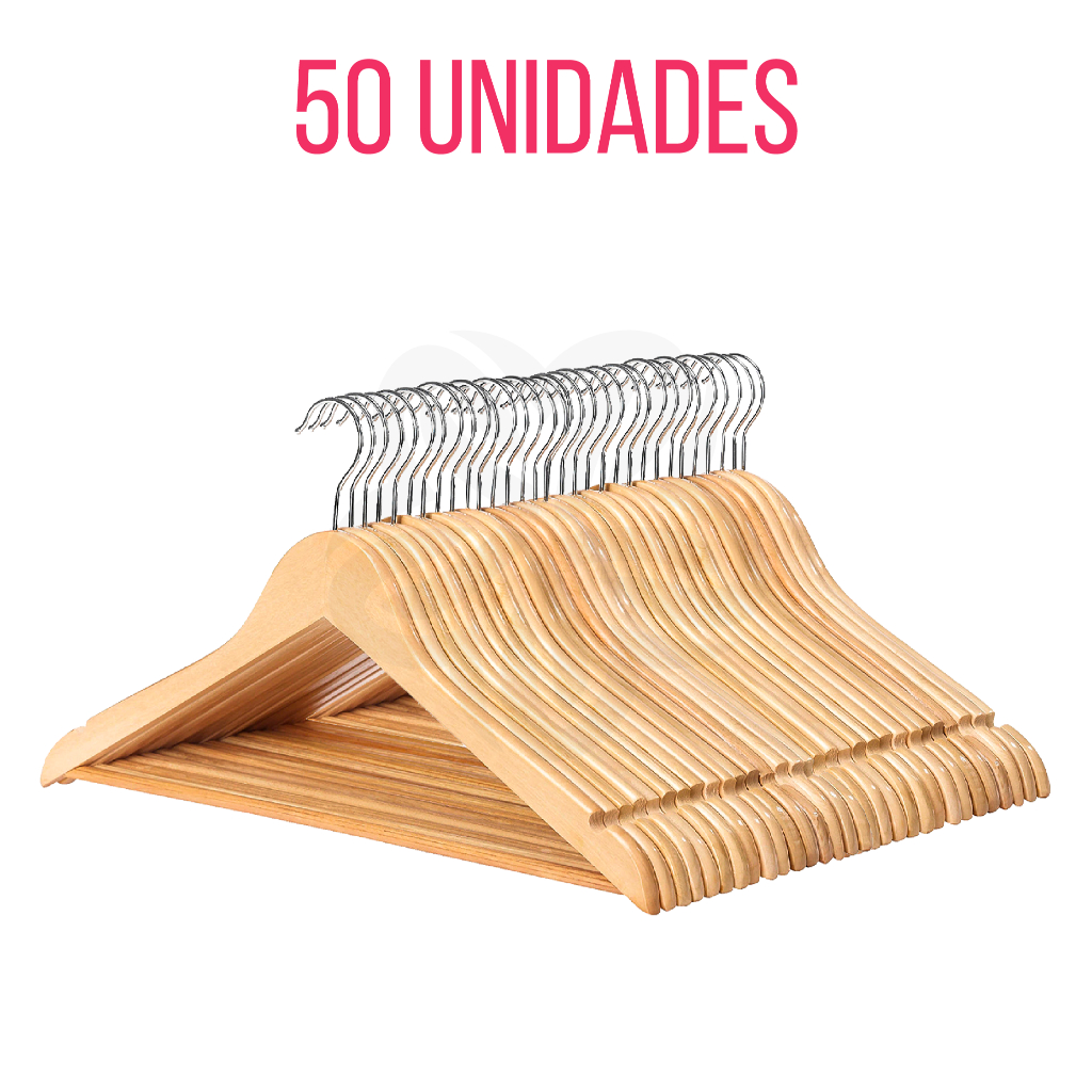 Kit 50 Cabide de Madeira Marfim Roupas Calça Blusa Camisa Atacado Loja em Oferta na Shopee