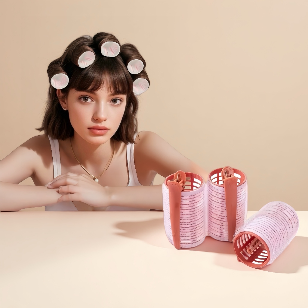 Kit com 10 Bobs de Velcro para Cabelo + 10 Prendedores – Modeladores DIY – Tamanho Único 6,3x2,5cm