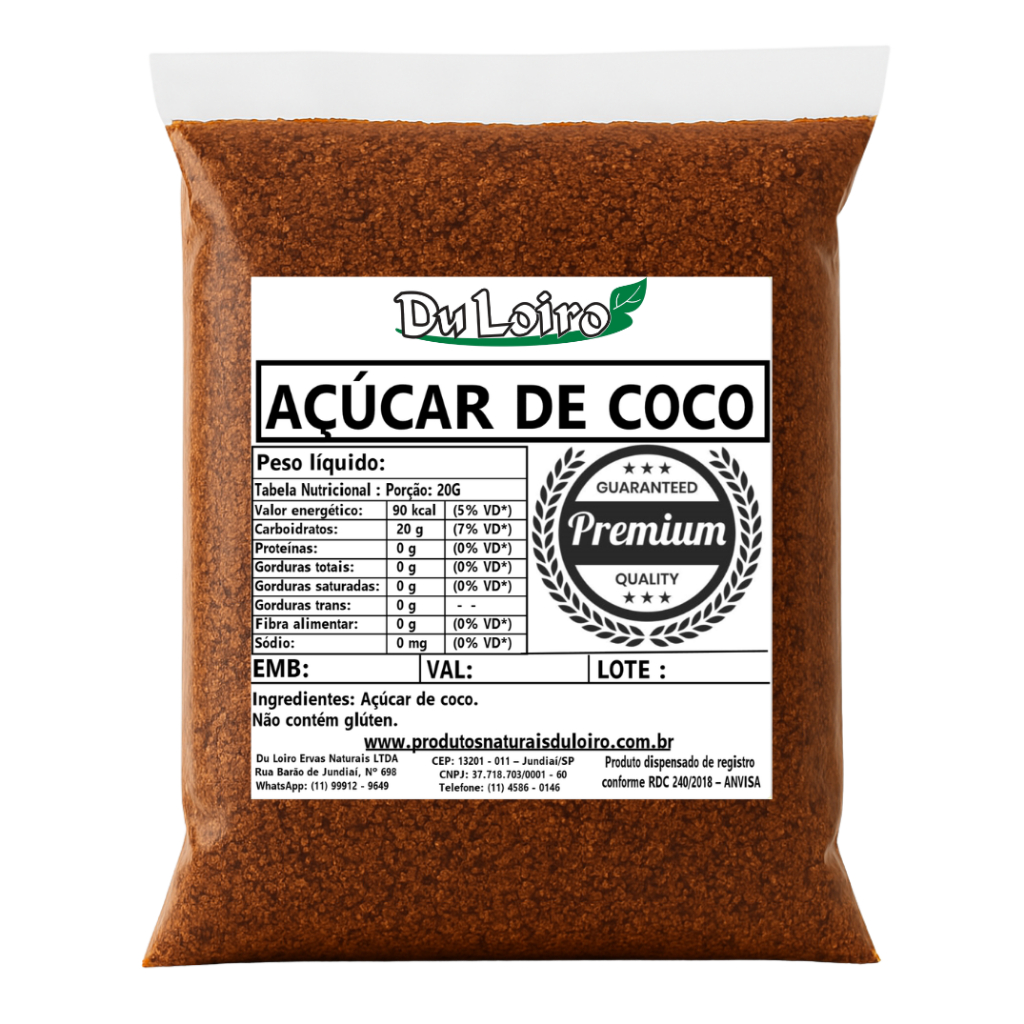 Açúcar de Coco Natural 1kg, 500g, 250g – Adoçante Natural, Açúcar de Coco Puro