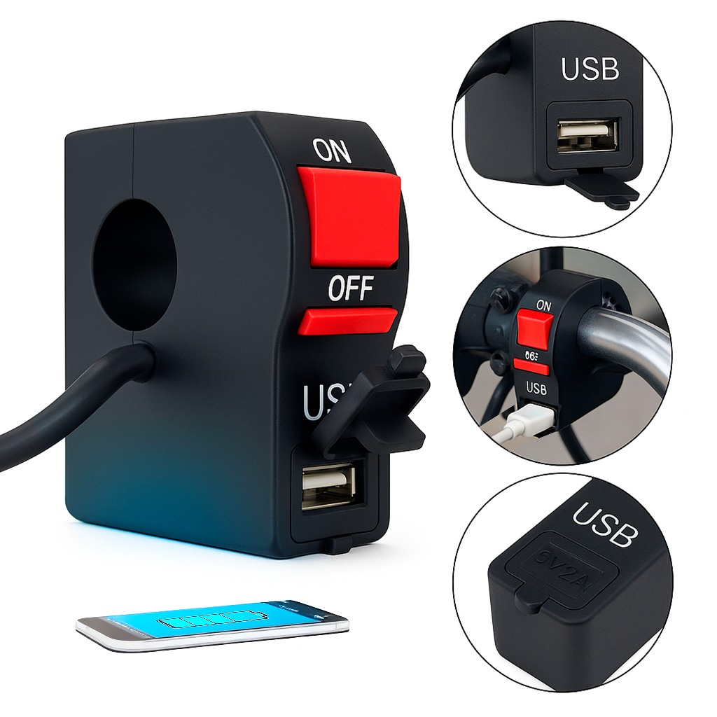 Interruptor Botão Liga Desliga Corta Corrente Moto Universal Com Porta USB 12V