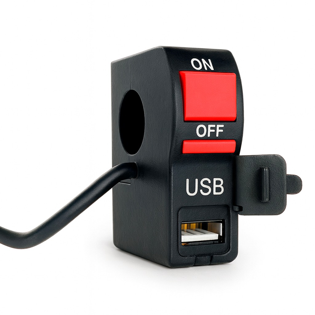 Interruptor Botão Liga Desliga Corta Corrente Moto Universal Com Porta USB 12V — imagem 2 de 2