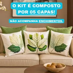 Kit Com 05 Capas De Almofadas Estampadas 45x45 5 pçs