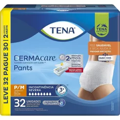 Roupa Íntima Tena Pants Dermacare P/M Leve 32 Pague 30 Unidades