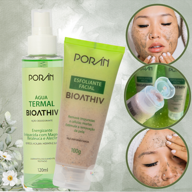 Kit Cuidado Facial Esfoliante Água Termal Bioathiv Porán