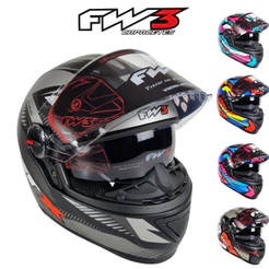 Capacete Fechado FW3 com viseira interna UV + narigueira Alta GTX FOX
