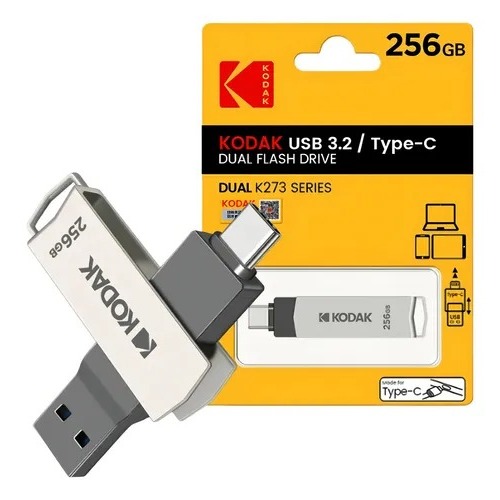 Pendrive 2 em 1 USB A / USB C Kodak K273 128 GB/ 256 GB 3.2/Tipo-C