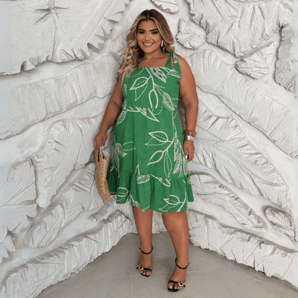 Vestido Feminino Midi Plus Size 100% Viscose Elastano Soltinho Primavera Verão