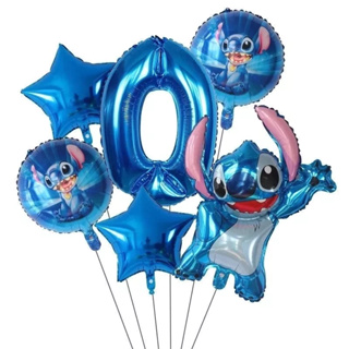 Kit BALÃO FESTA Metalizado Personagem Lilo Stitch com Número em Oferta na Shopee