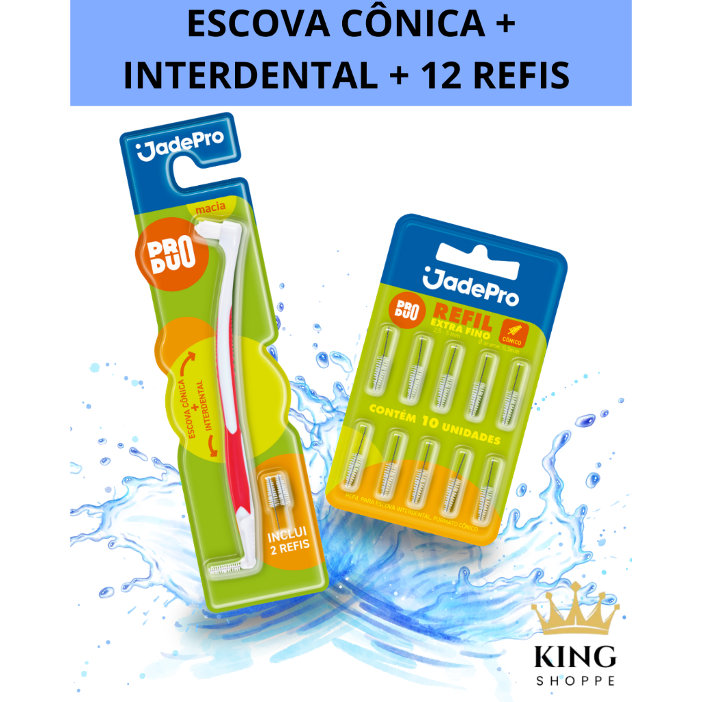 Escova Interdental com 2 Refis brinde+ KIT 10 Refis JADEPRO total 12 Refis Cônicos em Oferta na Shopee