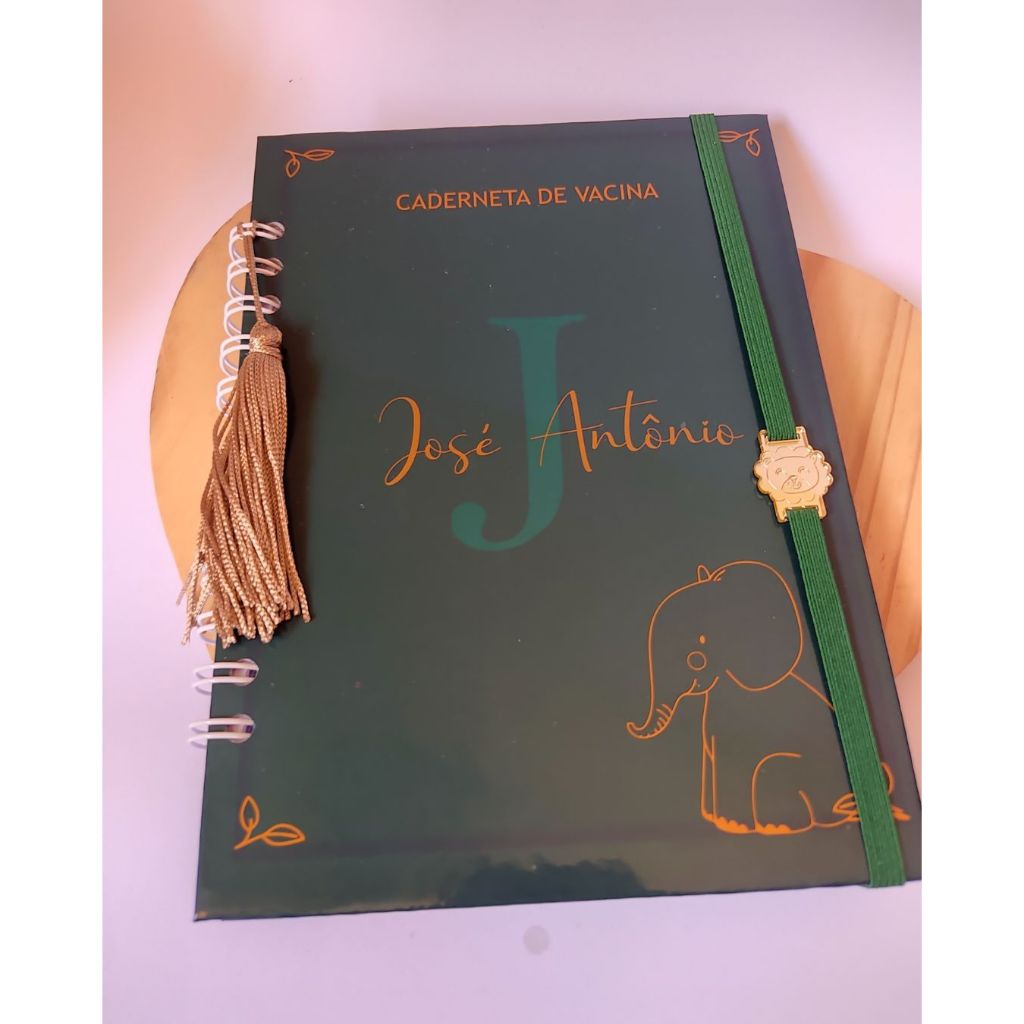 Caderneta de Vacina personalizada com letra do nome, safari, básica